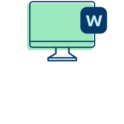 computer screen with letter W